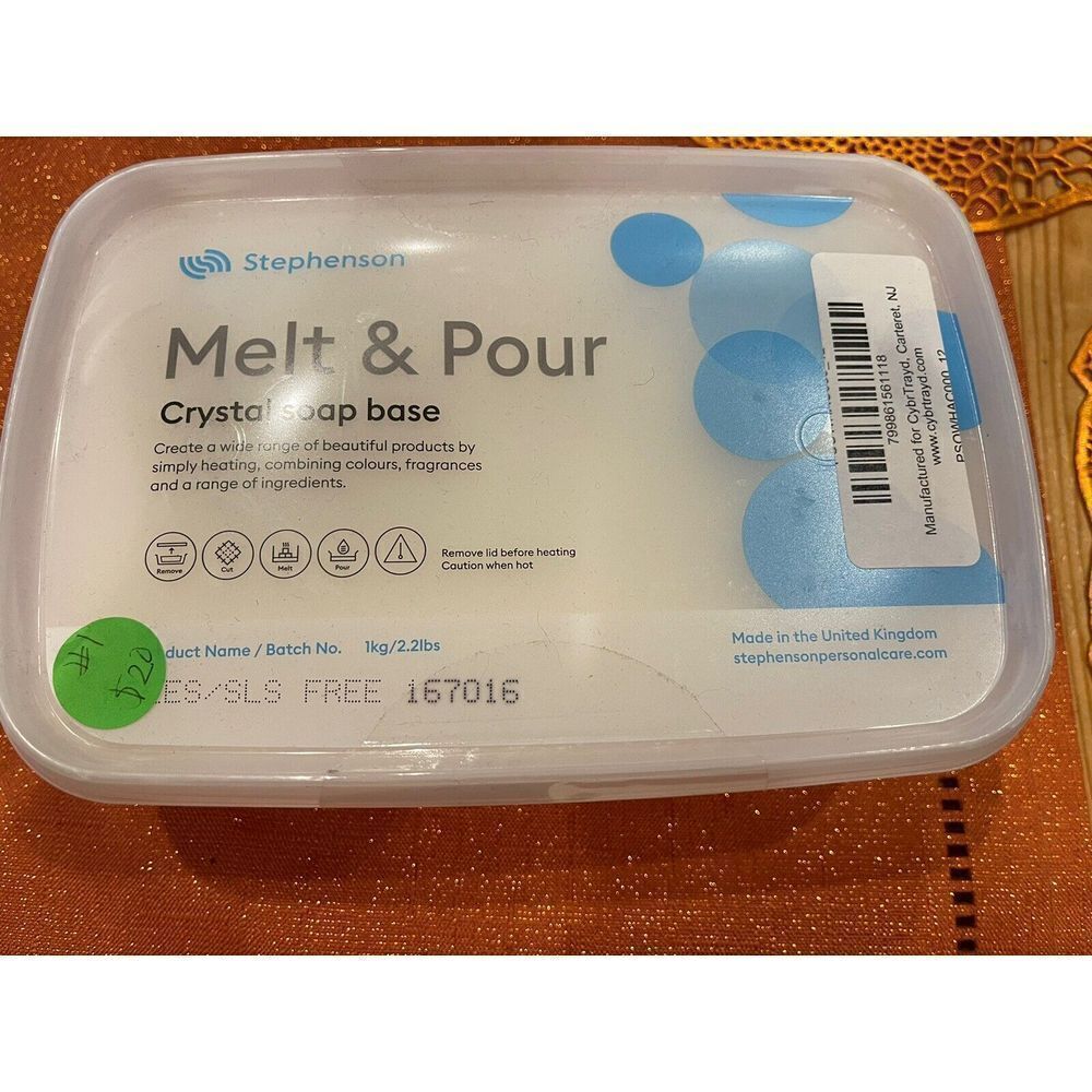 Stephenson 2.2 lbs Clear Crystal, Melt and Pour‎ Block Bulk Soap Base
